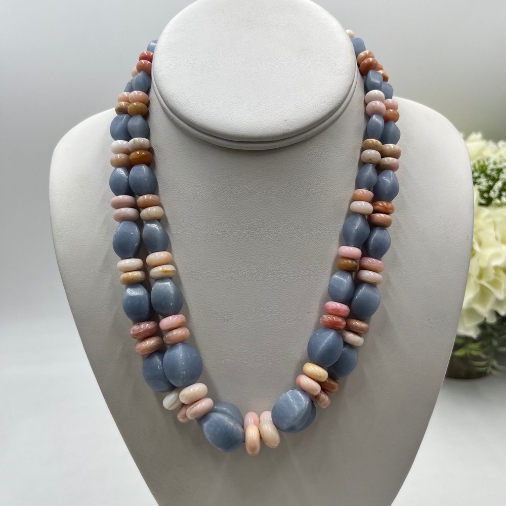 Jay King DTR Mine Finds Pink Opal Blur Chalcedony Double‎ Strand Stone Necklace